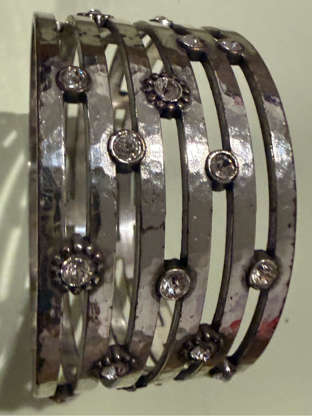 Silver-Tone Rhinestone Cutout Cuff Bracelet by Brighton - Picture 3 of 6
